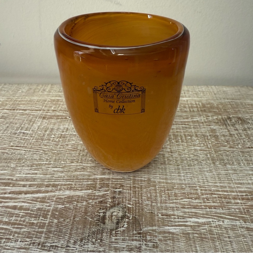 Casa Christina Orange /Yellow 5” Glass/Cup, New